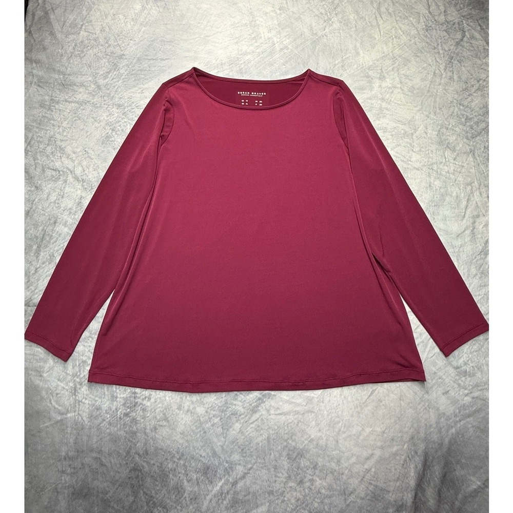 Susan Graver Modern Essentials Liquid Knit Long Sleeve Top womens sz 1X office